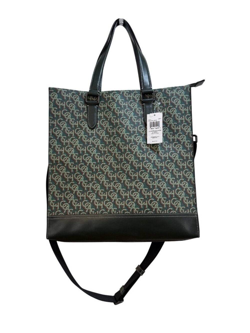 Coach Graham Structured Tote Signature Monogram Print Men's Crossbody Green NWT